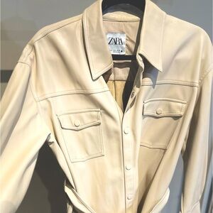 ZARA Faux Leather Shirt w/ belt